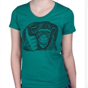 NWT Choke Green Thumbs Up Monkey T-shirt Size L